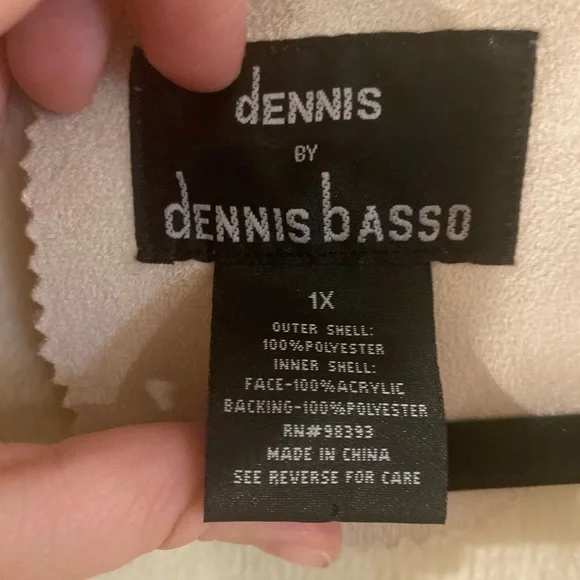 Dennis by Dennis Basso 1X light tan coat with faux fur inside faux suede 1X - Picture 13 of 15